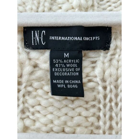 INC International Concepts Wool Blend Cardigan Womens Cream Size Medium - Picture 5 of 5